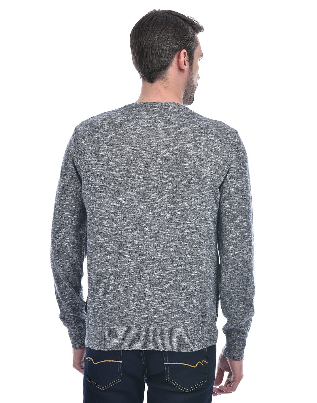 Numero Uno Men Self Design Grey Sweater